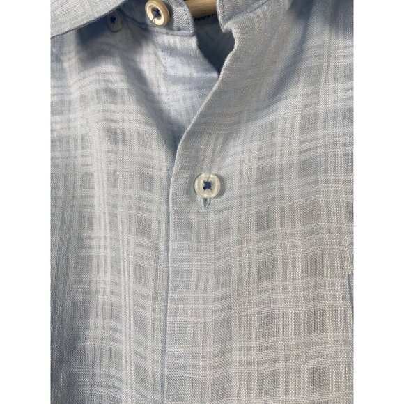 Tommy Bahama Mens Button Up Shirt Linen Cotton Blend Size Large Shirt Light Blue - Picture 3 of 15